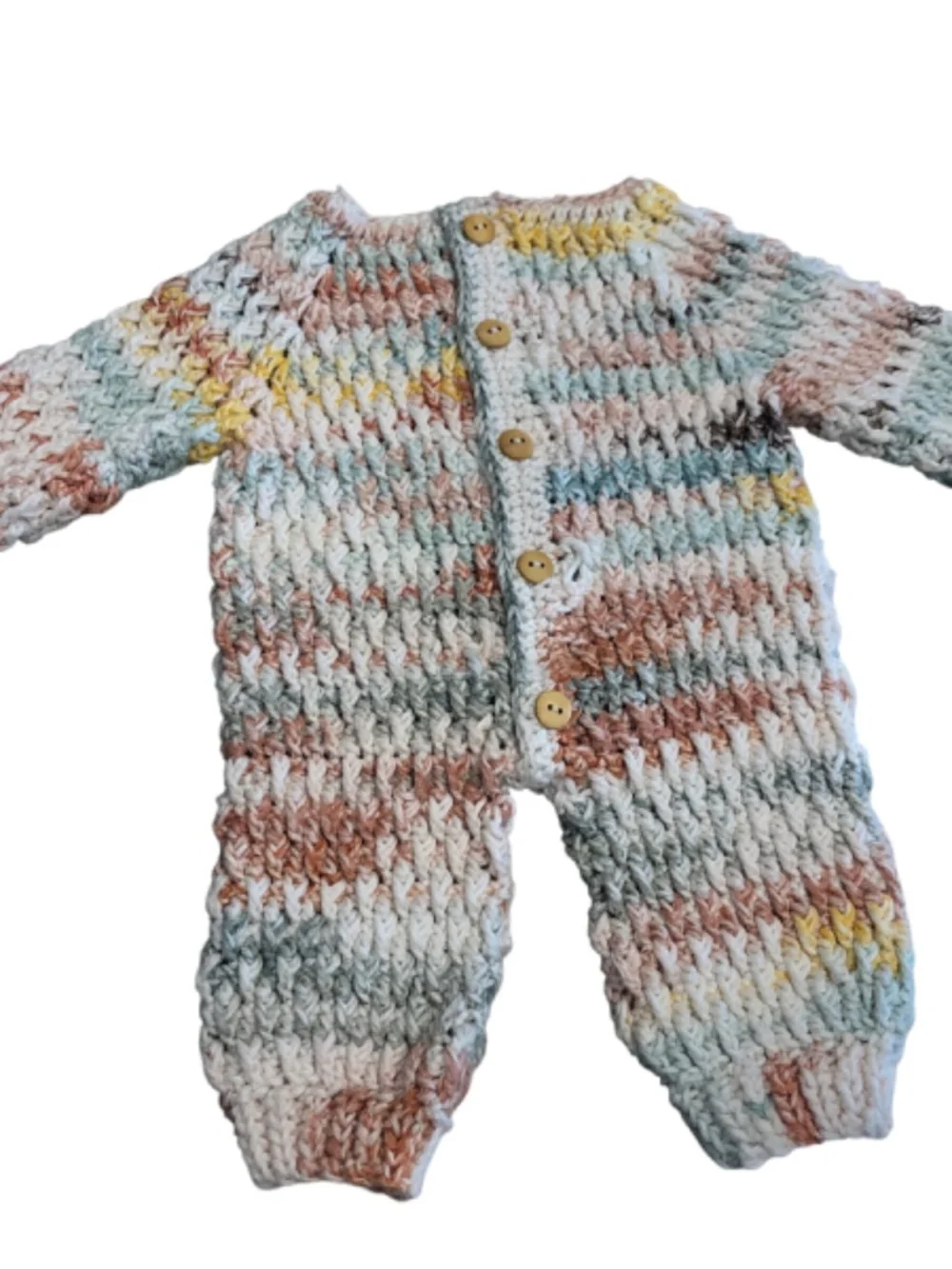 Newborn Baby Romper Gift Set with Beanie & Crochet Wooden Ring 0-3 Months